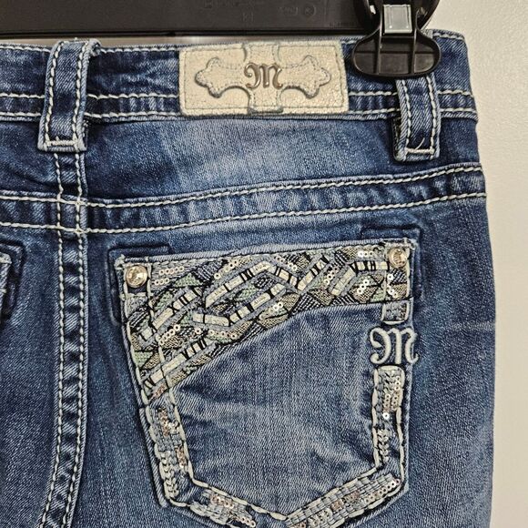 MISS ME Capri Jeans Women's 26 (29x19) Blue Low-Rise Sequin Embroidered EUC - Picture 11 of 11